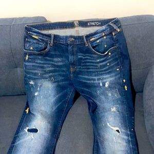 PrP yellow paint jeans size 40 stretch